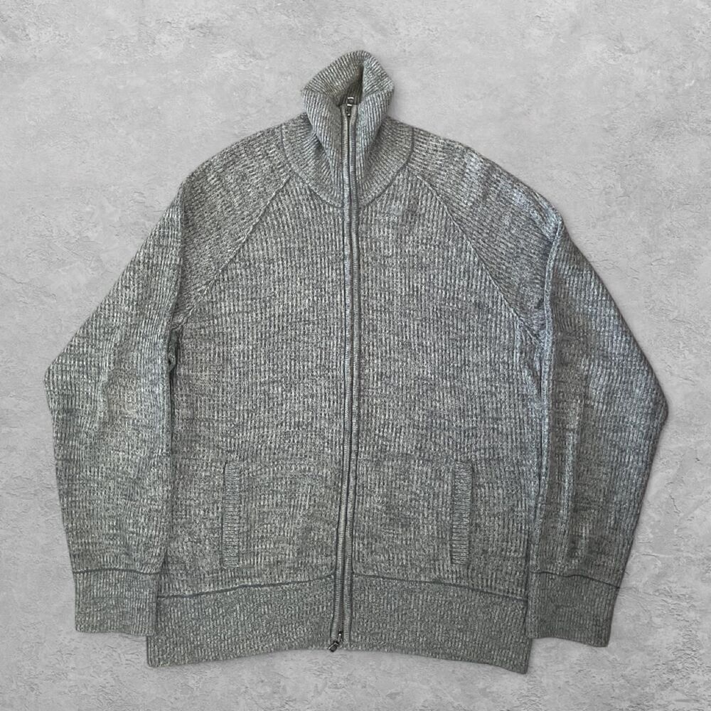 John Varvatos USA Ribbed Zip Up Sweater Jacket Gray XL